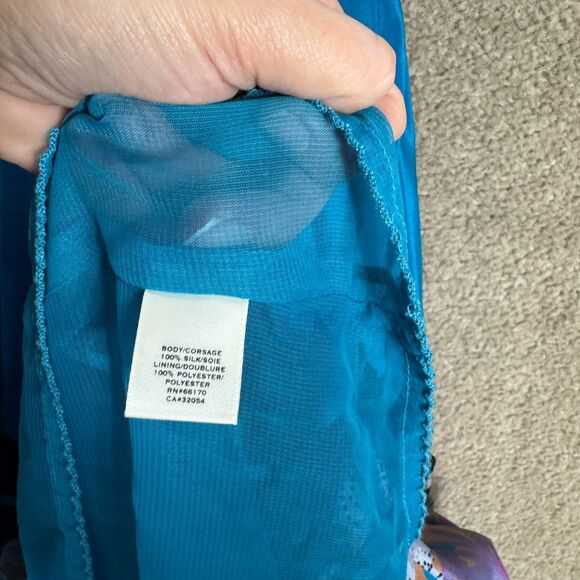 Anthropologie Moulinette Soeurs Dress 0 XS Blue Beaded Silk Floral‎ Maxi Artsy - Picture 8 of 11